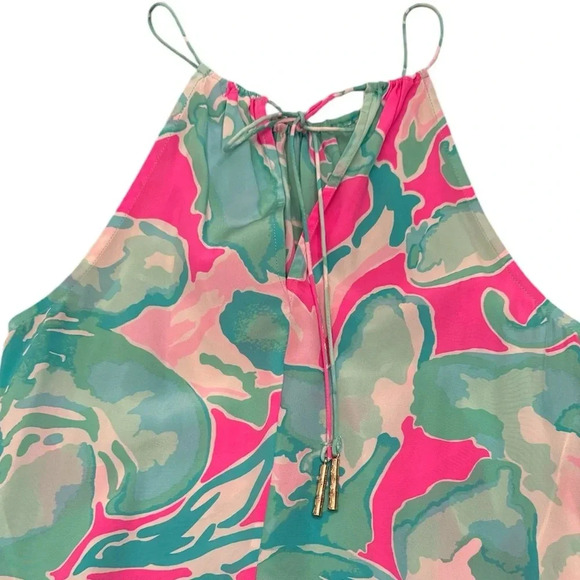 Lilly Pulitzer Millie Silk Halter Top Ruffle Hem Top - Picture 7 of 7